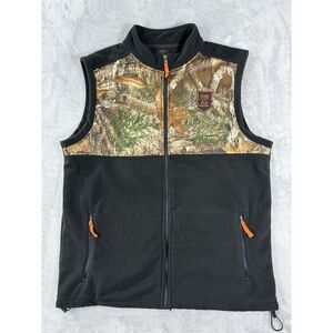 Realtree Ocean Coast‎ Vest Mens XL Black Brown Fleece Camo Panel